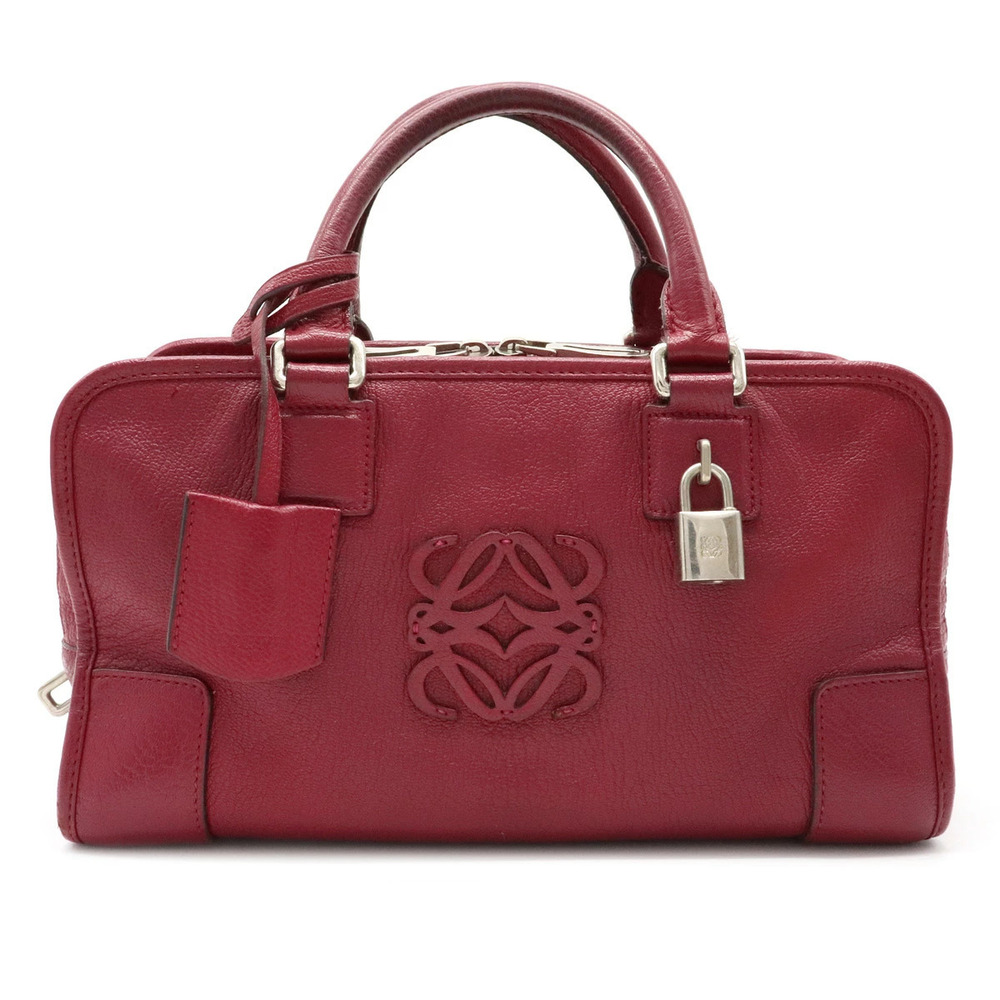 Loewe Amazona Handbag Boston Bag Leather Wine Red